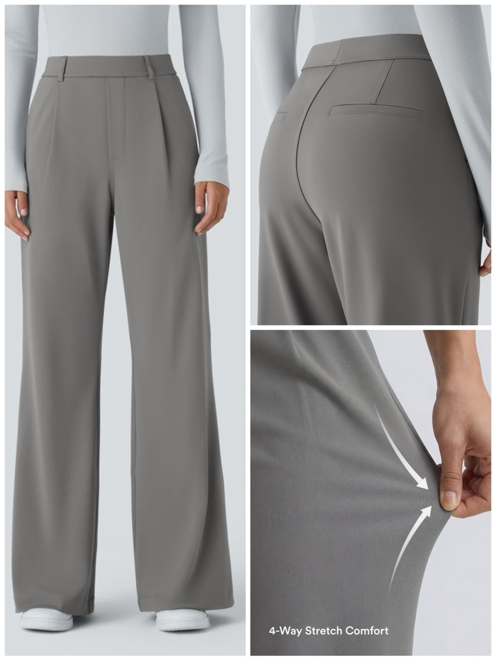 Halara Flex Day Stretch High Waisted Pocket Work Flare Pants Silent Storm Gray - Picture 16 of 16